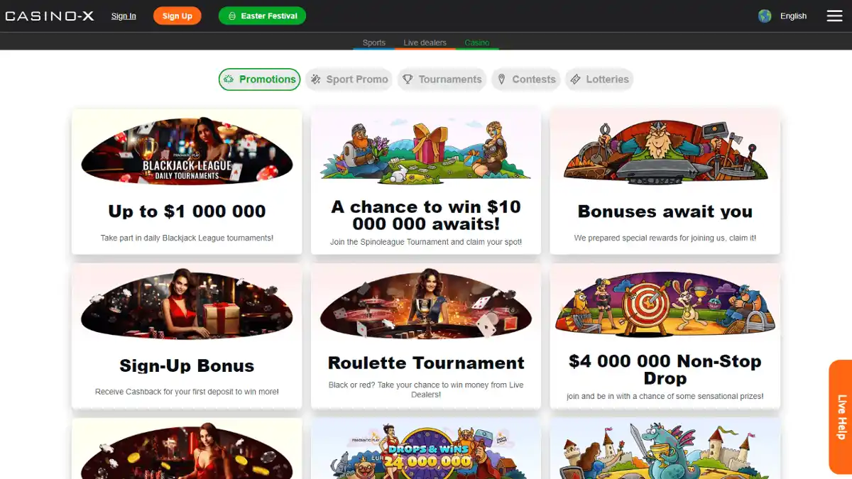 Casino-X — Games or product catalogue