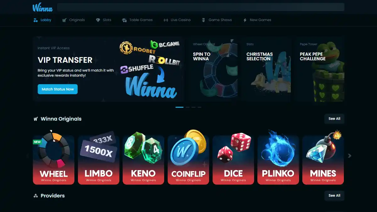 Winna — Katalog gier lub produktów