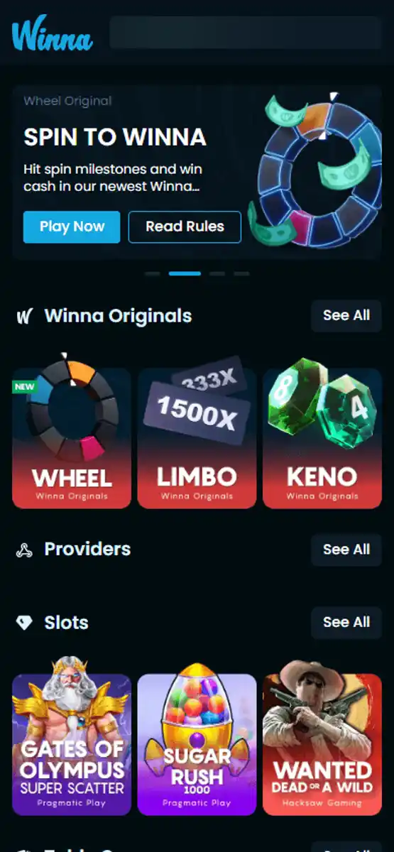 Winna — Promocje, warunki albo wersja mobilna